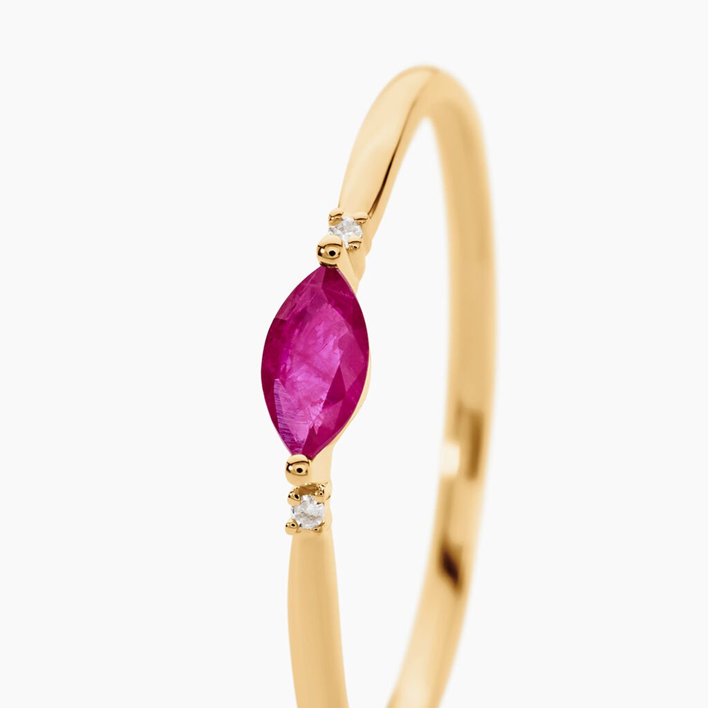 Bague Precieuses Nuances Or Jaune Rubis Diamant - Bagues solitaires Femme | Histoire d’Or