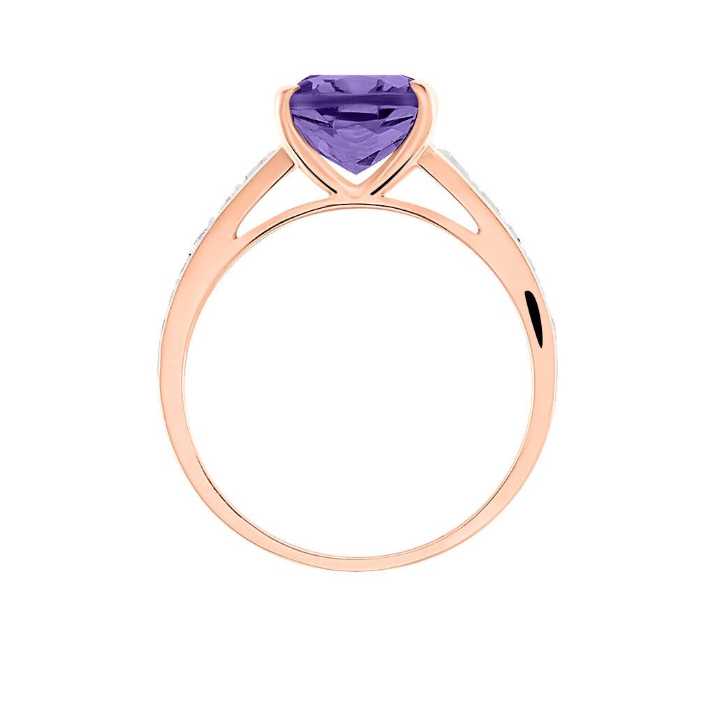 Bague Marie-camille Or Rose Amethyste Et Oxyde De Zirconium - Bagues solitaires Femme | Histoire d’Or