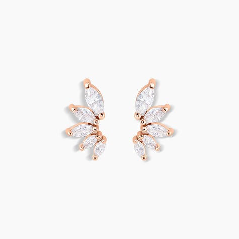 Boucles D'oreilles Puces Duchesse Argent Rose Oxyde De Zirconium - Boucles d'oreilles fantaisie Femme | Histoire d’Or