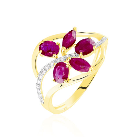Bague Orchidee Or Bicolore Rubis Diamant - Bagues avec pierre Femme | Histoire d’Or