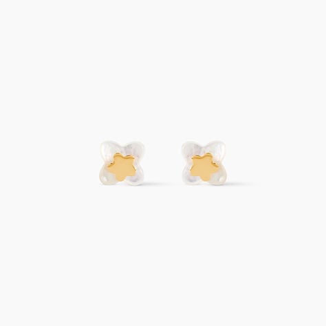 Boucles D'oreilles Puces Cleomelia Fleur Or Jaune - Clous d'oreilles Enfant | Histoire d&rsquo;Or