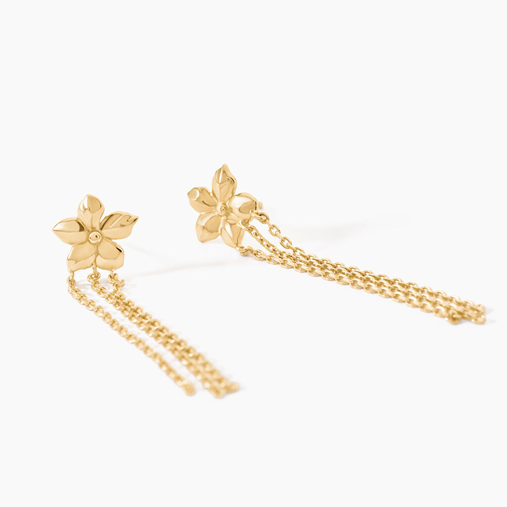 Boucles D'Oreilles Pendantes Faustina Argent Dor&eacute; A L'Or 750/1000 - Boucles d'oreilles pendantes Femme | Histoire d&rsquo;Or