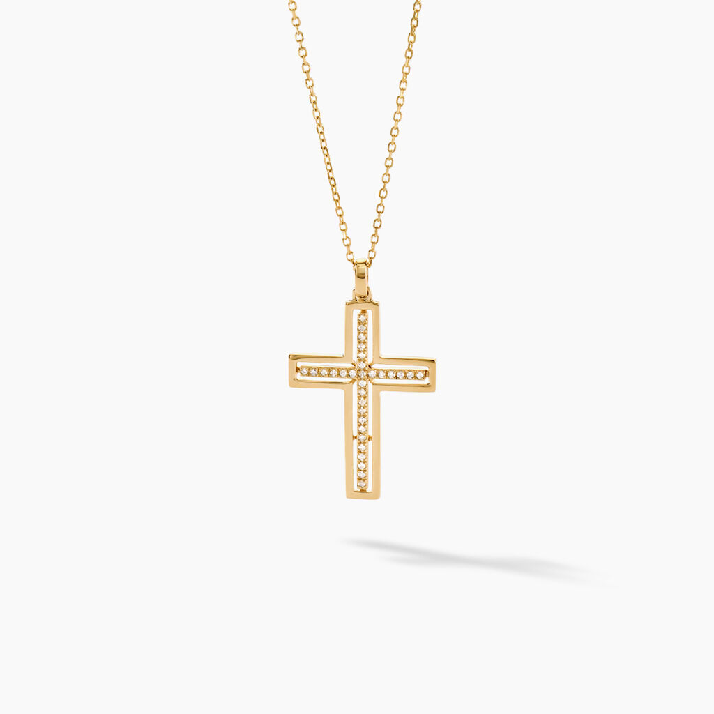 Collier Croix Or Jaune Diamant - Colliers Femme | Histoire d’Or