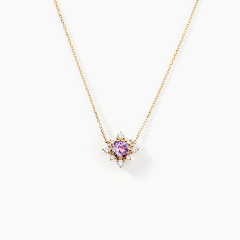 Collier Astrithr Or Jaune Améthyste Oxyde De Zirconium - Colliers Femme | Histoire d’Or
