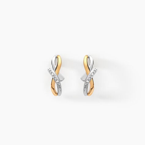 Boucles D'oreilles Puces Soukayna Or Bicolore Diamant - Clous d'oreilles Femme | Histoire d&rsquo;Or