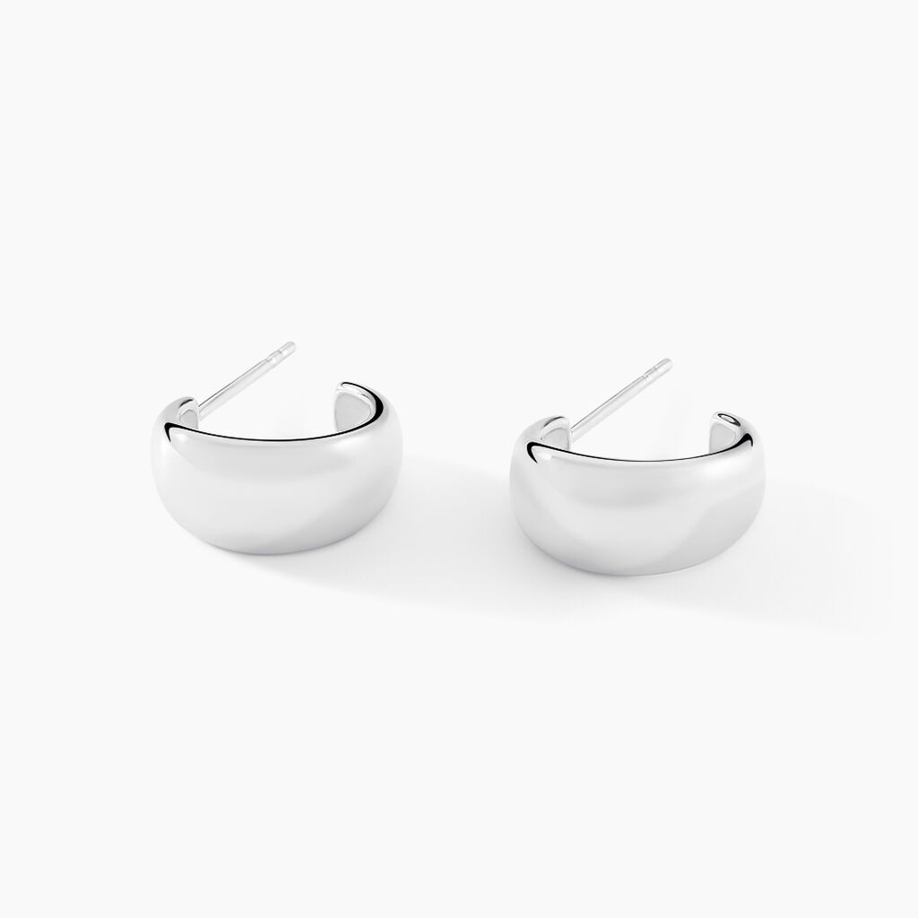 Créoles Two Argent Blanc - Boucles d'oreilles créoles Femme | Histoire d’Or