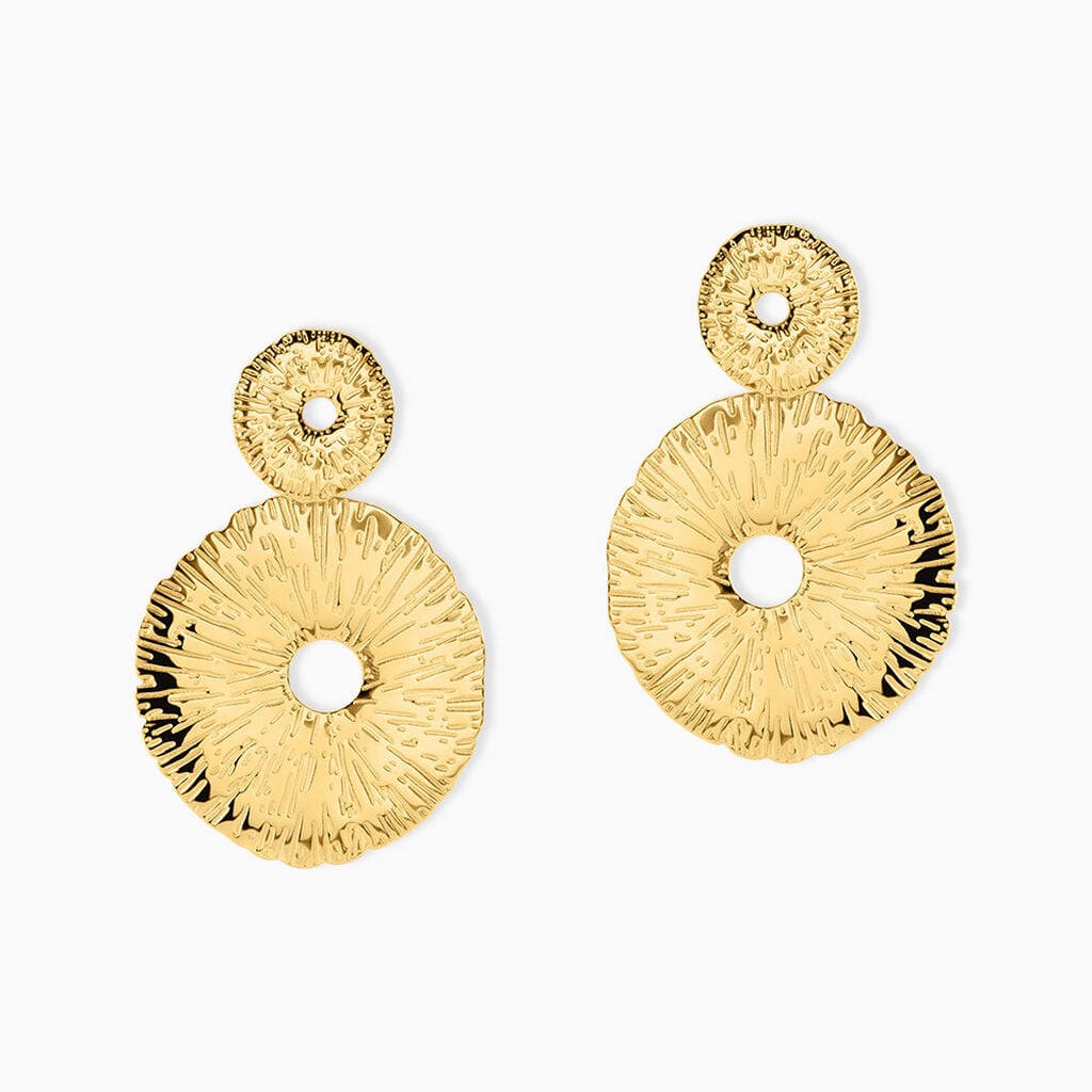 Boucles D'Oreilles Pendantes Savina Acier Jaune - Boucles d'oreilles fantaisie Femme | Histoire d&rsquo;Or