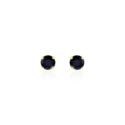 Boucles D'oreilles Puces Elea Serti Griffe Or Jaune Saphir - Clous d'oreilles Femme | Histoire d’Or