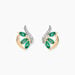 Boucles D'oreilles Puces Or Bicolore Petale Emeraude Diamant - Clous d'oreilles Femme | Histoire d’Or