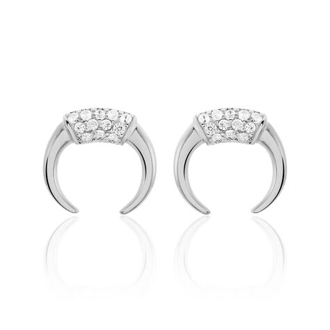 Boucles D'oreilles Puces Corneliana Argent Blanc Oxyde De Zirconium - Boucles d'oreilles fantaisie Femme | Histoire d’Or