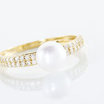Bague Maria-francoise Or Jaune Perle De Culture Et Oxyde De Zirconium - Bagues solitaires Femme | Histoire d&rsquo;Or