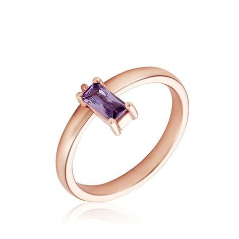 Bague Purple Mood Argent Rose Oxyde De Zirconium - Bagues solitaires Femme | Histoire d&rsquo;Or