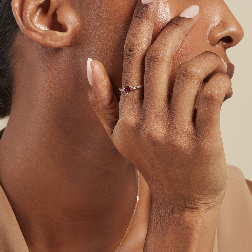 Bague Love Ring Or Jaune Rhodolite Oxyde De Zirconium - Bagues solitaires Femme | Histoire d’Or