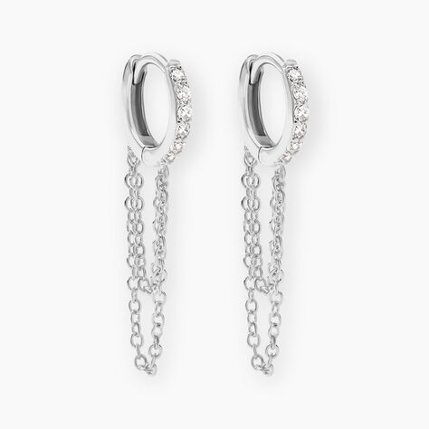 Créoles Argent Blanc Ibai Oxydes De Zirconium - Boucles d'oreilles créoles Femme | Histoire d’Or