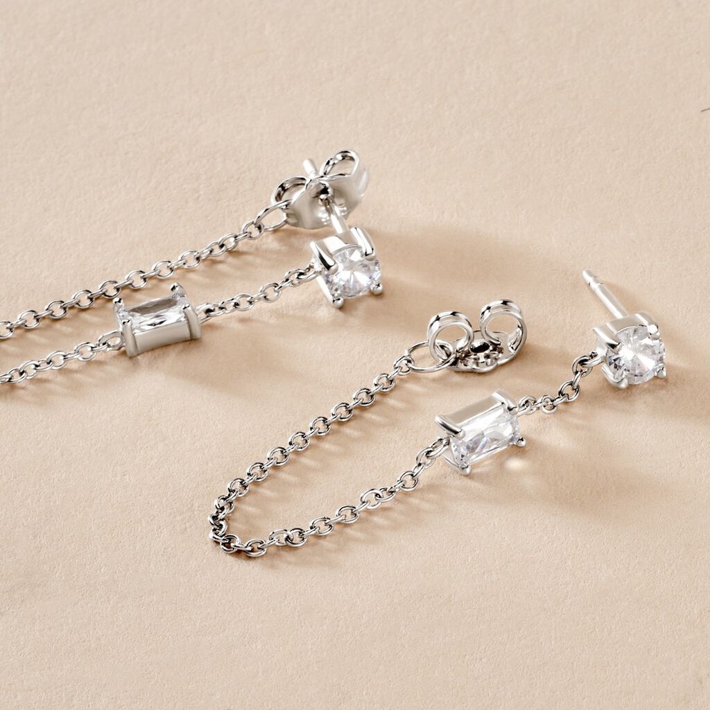Bijoux D'oreilles Kerrie Argent Blanc Oxyde De Zirconium - Boucles d'oreilles fantaisie Femme | Histoire d&rsquo;Or
