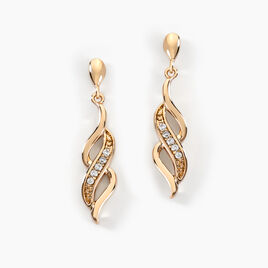 Boucles D'oreilles Pendantes Ishaae Plaqué Or Jaune Oxyde De Zirconium - Boucles d'oreilles fantaisie Femme | Histoire d’Or
