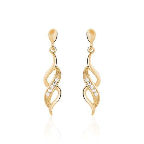 Boucles D'oreilles Pendantes Ishaae Plaqué Or Jaune Oxyde De Zirconium - Boucles d'oreilles fantaisie Femme | Histoire d’Or