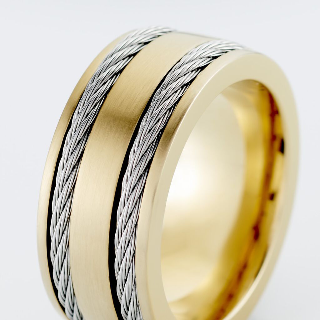Bague Andro Acier Bicolore - Bagues fantaisie Homme | Histoire d&rsquo;Or