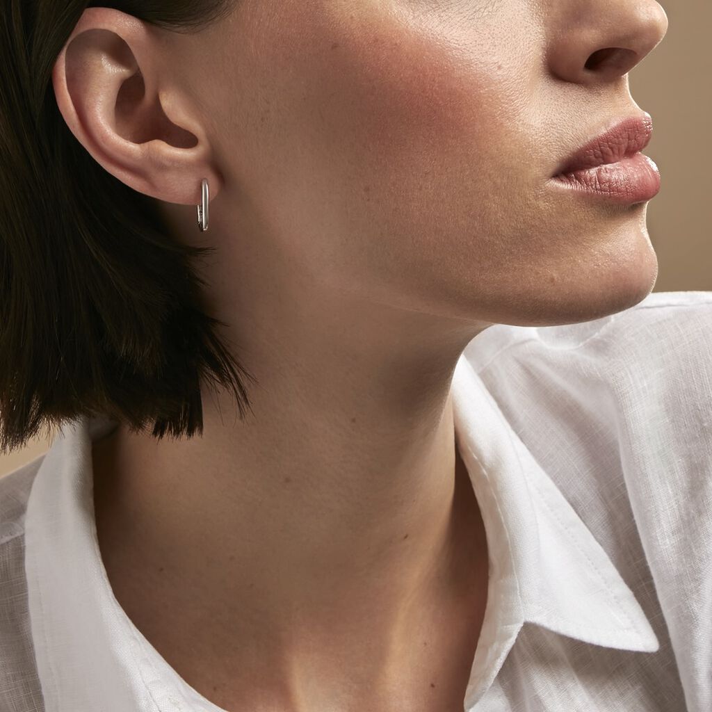 Créoles Carlyn Argent Blanc - Boucles d'oreilles créoles Femme | Histoire d’Or