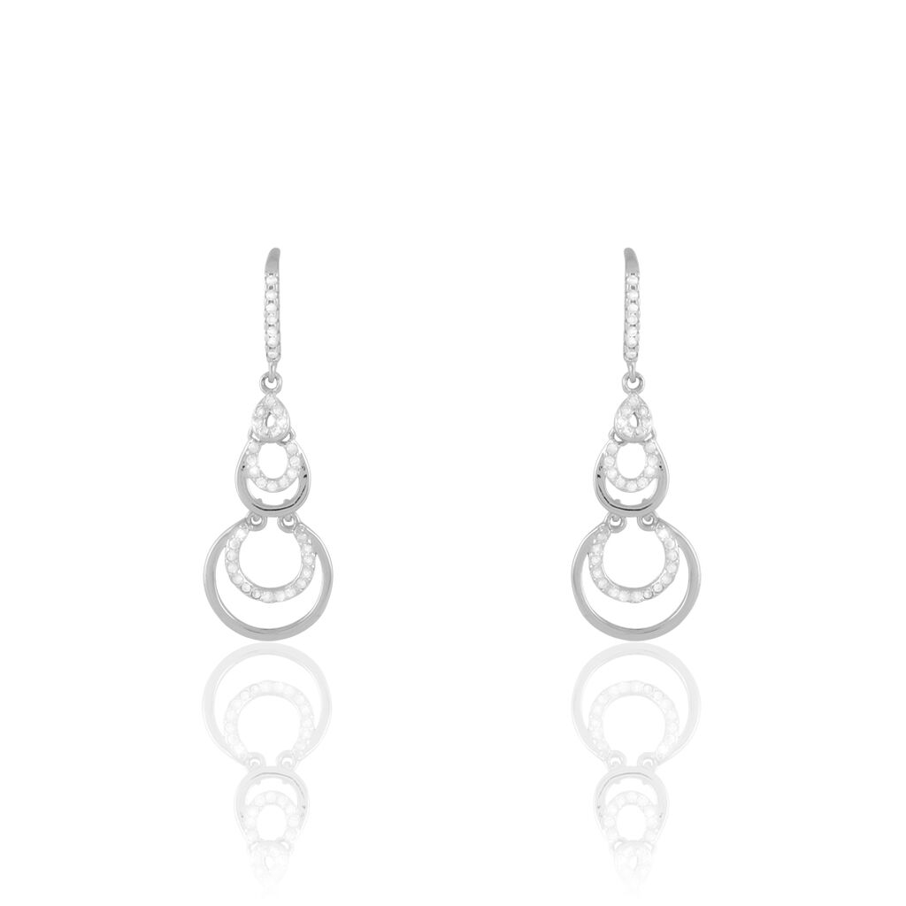 Boucles D'oreilles Pendantes Greta Argent Blanc - Boucles d'oreilles fantaisie Femme | Histoire d’Or