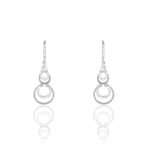 Boucles D'oreilles Pendantes Greta Argent Blanc - Boucles d'oreilles fantaisie Femme | Histoire d’Or