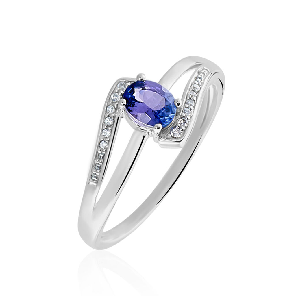 Bague Via Or Blanc Tanzanite Et Oxyde De Zirconium - Bagues solitaires Femme | Histoire d’Or