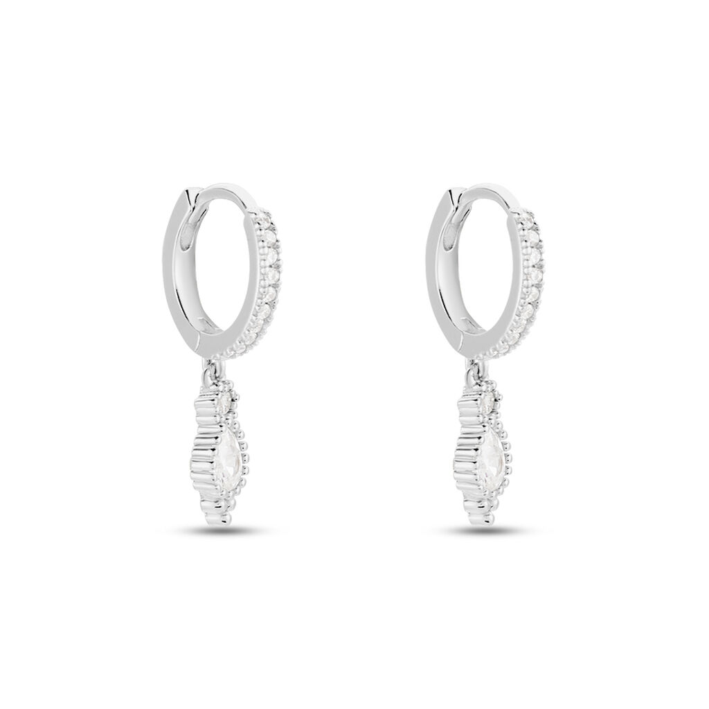 Créoles Ysee Argent Blanc Oxyde De Zirconium - Boucles d'oreilles créoles Femme | Histoire d’Or