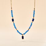 Collier Attila Acier Dor&eacute; Lapis Lazuli Agate - Colliers fantaisie Femme | Histoire d&rsquo;Or