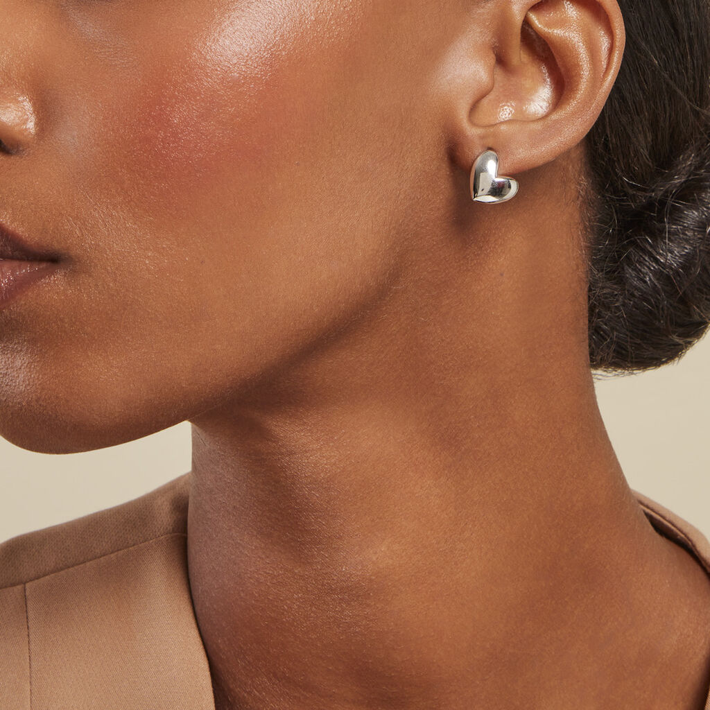 Boucles D'oreilles Puces Te Amo Argent Blanc - Boucles d'Oreilles Coeur Femme | Histoire d’Or