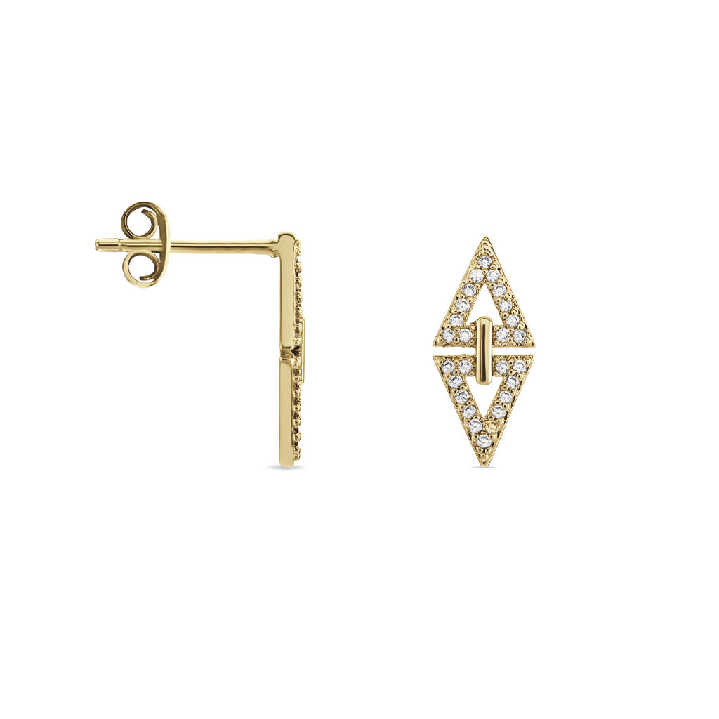 Boucles D'oreilles Izia Plaqué Or Jaune Oxydes De Zirconium - Boucles d'oreilles fantaisie Femme | Histoire d’Or