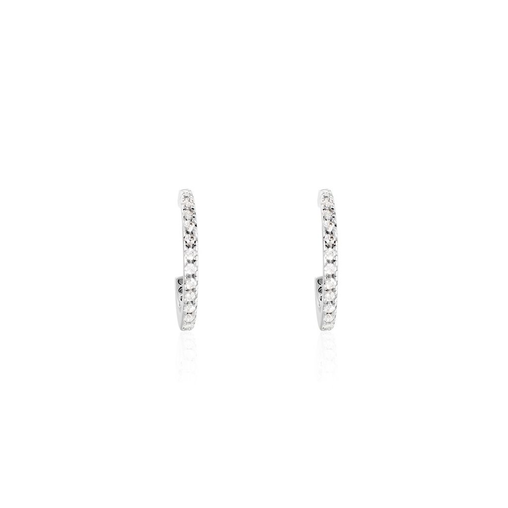 Créoles Or Blanc Brodie Oxyde De Zirconium - Boucles d'oreilles créoles Femme | Histoire d’Or