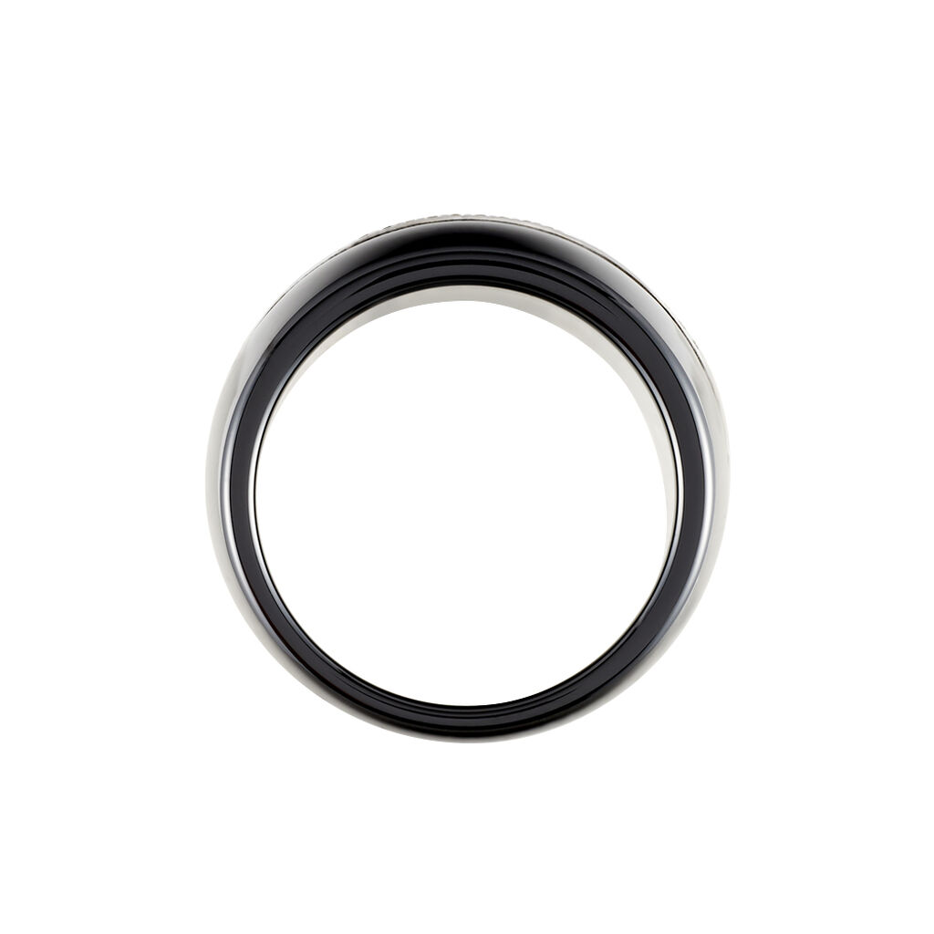 Bague Ceramik Design Argent Blanc Oxyde De Zirconium Et Céramique - Bagues avec pierre Femme | Histoire d’Or