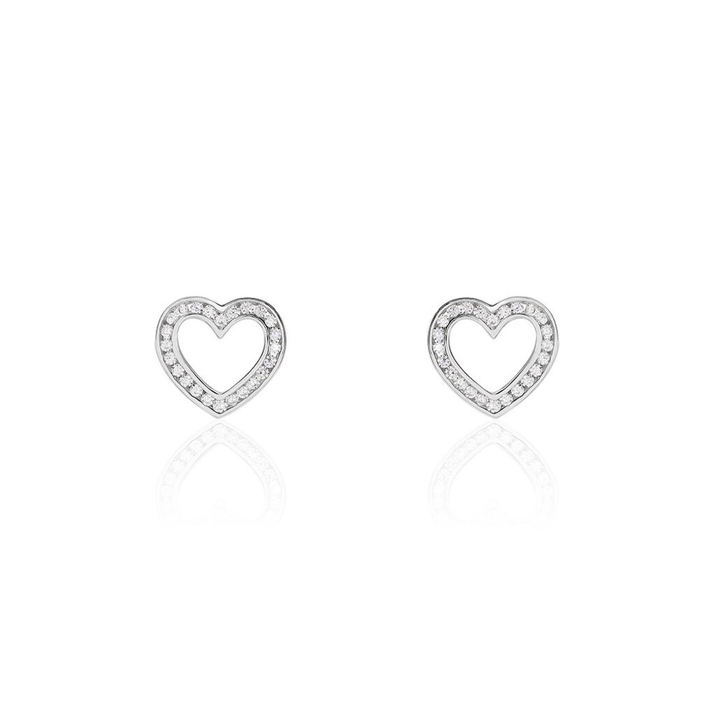 Boucles D'oreilles Puces Quintin Argent Blanc Oxyde De Zirconium - Boucles d'oreilles fantaisie Femme | Histoire d’Or