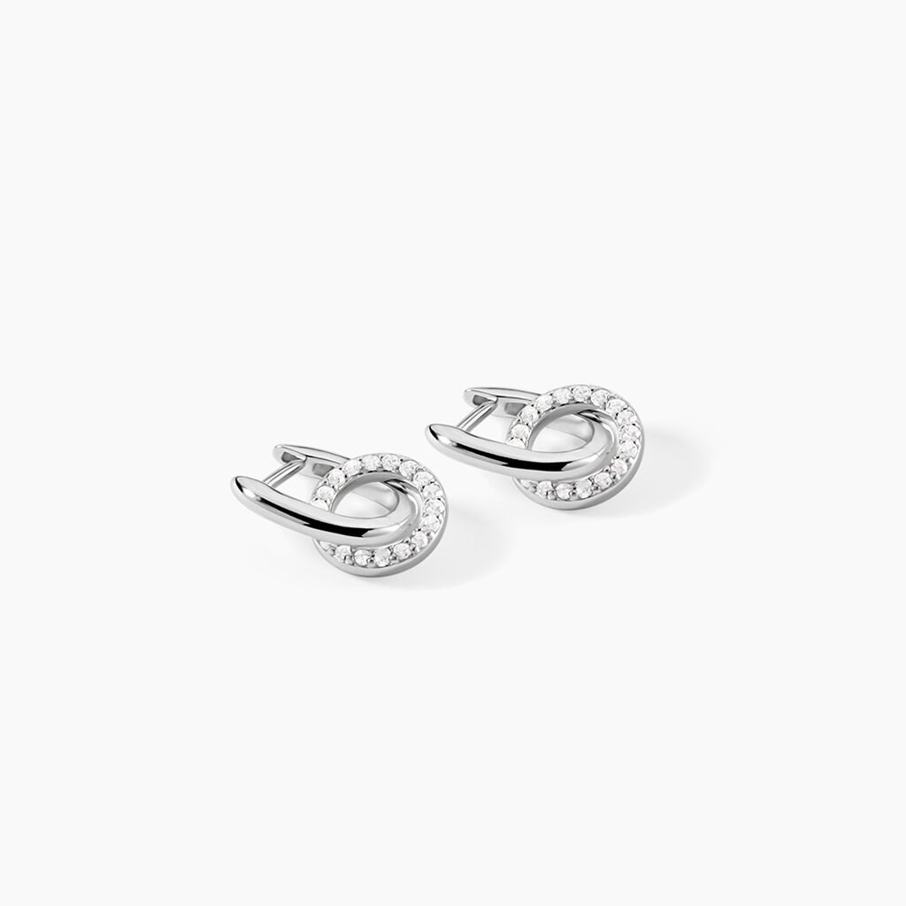 Cr&eacute;oles Riva Argent Blanc Oxyde De Zirconium - Boucles d'oreilles cr&eacute;oles Femme | Histoire d&rsquo;Or