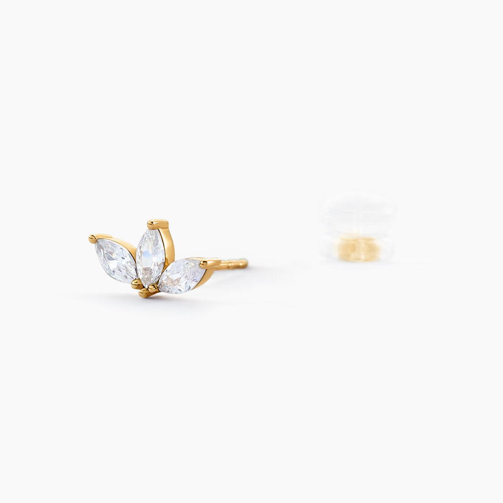 Boucles D'oreilles Puces Marquise Or Jaune Oxyde De Zirconium - Clous d'oreilles Femme | Histoire d’Or