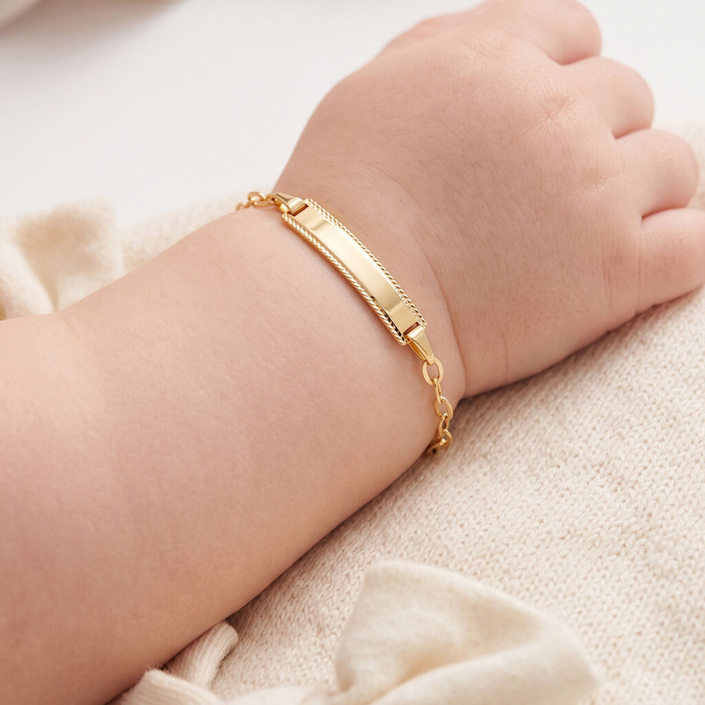 Bracelet Identit&eacute; Gaspardine Maille For&ccedil;at Or Jaune - Bracelets Communion Enfant | Histoire d&rsquo;Or