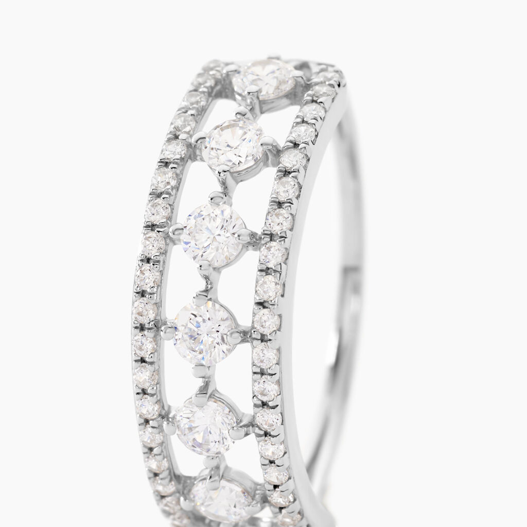 Bague The Crown Or Blanc Oxyde De Zirconium - Bagues avec pierre Femme | Histoire d&rsquo;Or