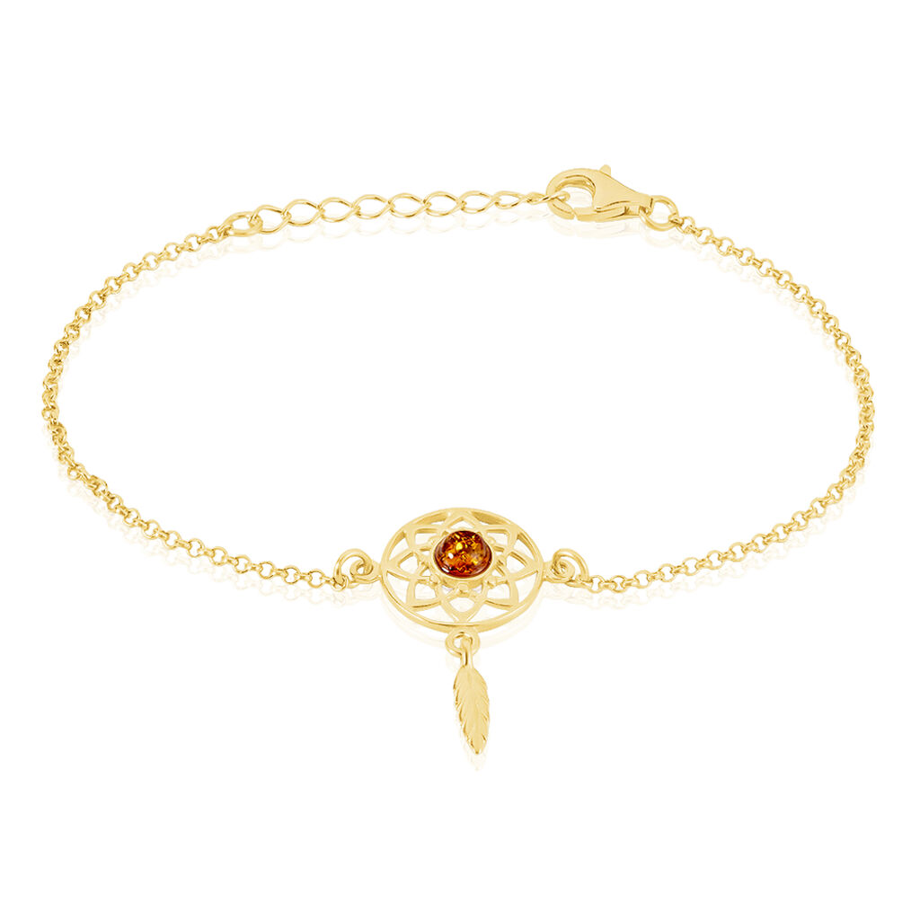 Bracelet Argent Doré Lona Ambre - Bracelets Attrape rêves Femme | Histoire d’Or