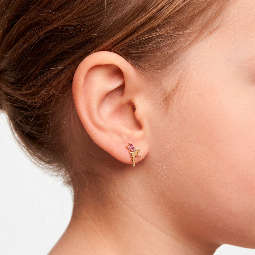 Boucles D'oreilles Puces Feelia Or Jaune - Clous d'oreilles Enfant | Histoire d&rsquo;Or