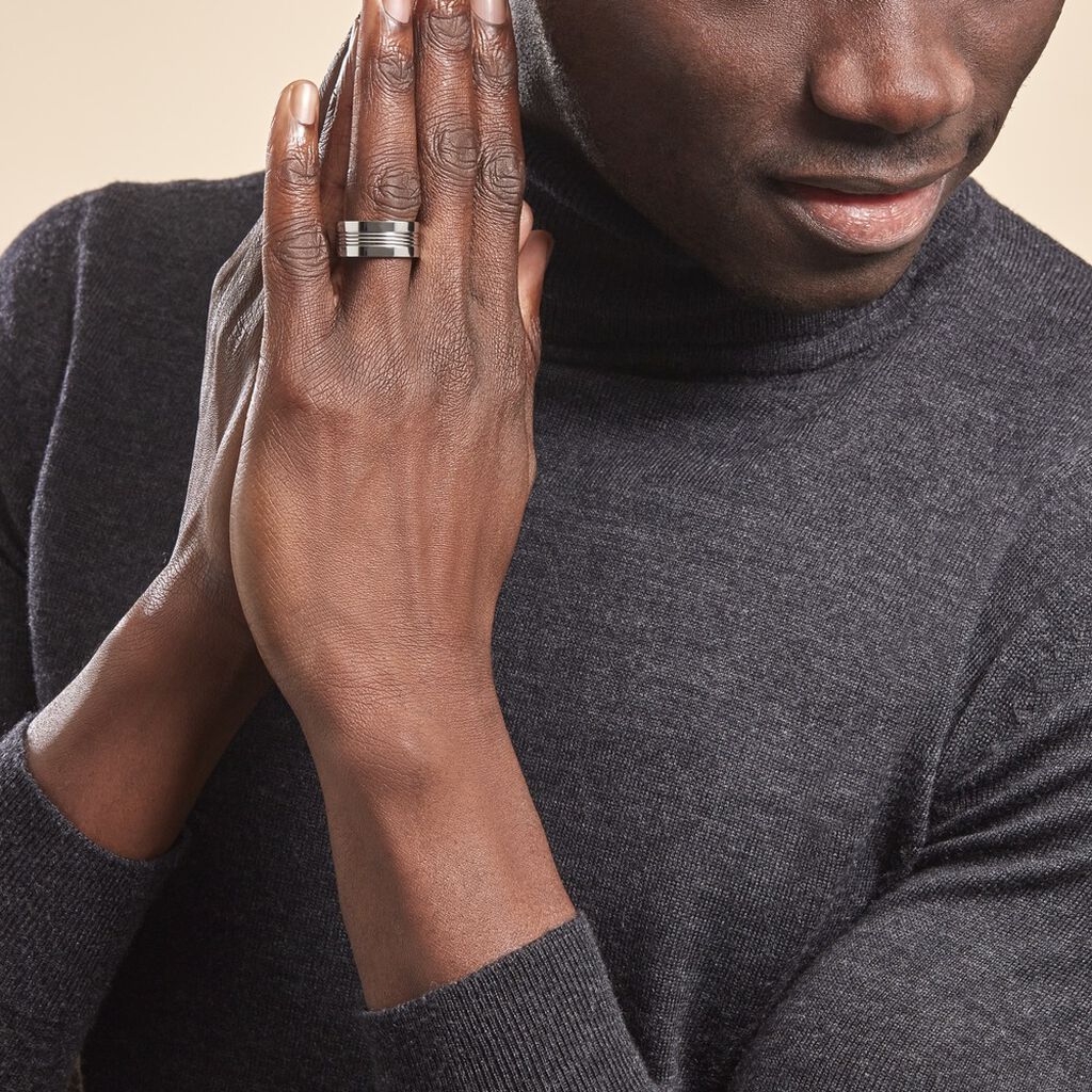 Bague Acier Blanc Walder - Bagues fantaisie Homme | Histoire d’Or