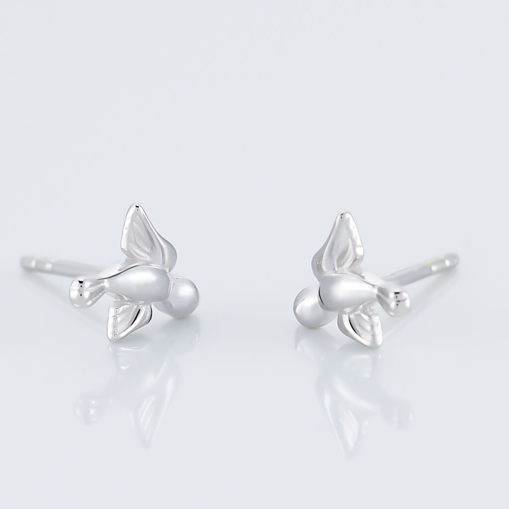 Boucles D'oreilles Puces Osie Argent Blanc - Boucles d'oreilles fantaisie Femme | Histoire d’Or