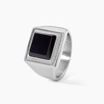 Chevali&egrave;re Exode Acier Blanc Onyx - Bagues solitaires Homme | Histoire d&rsquo;Or