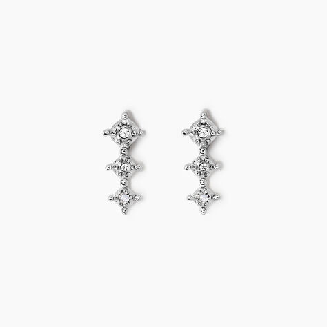 Boucles D'oreilles Puces Ganesha Or Blanc Diamant - Clous d'oreilles Femme | Histoire d’Or