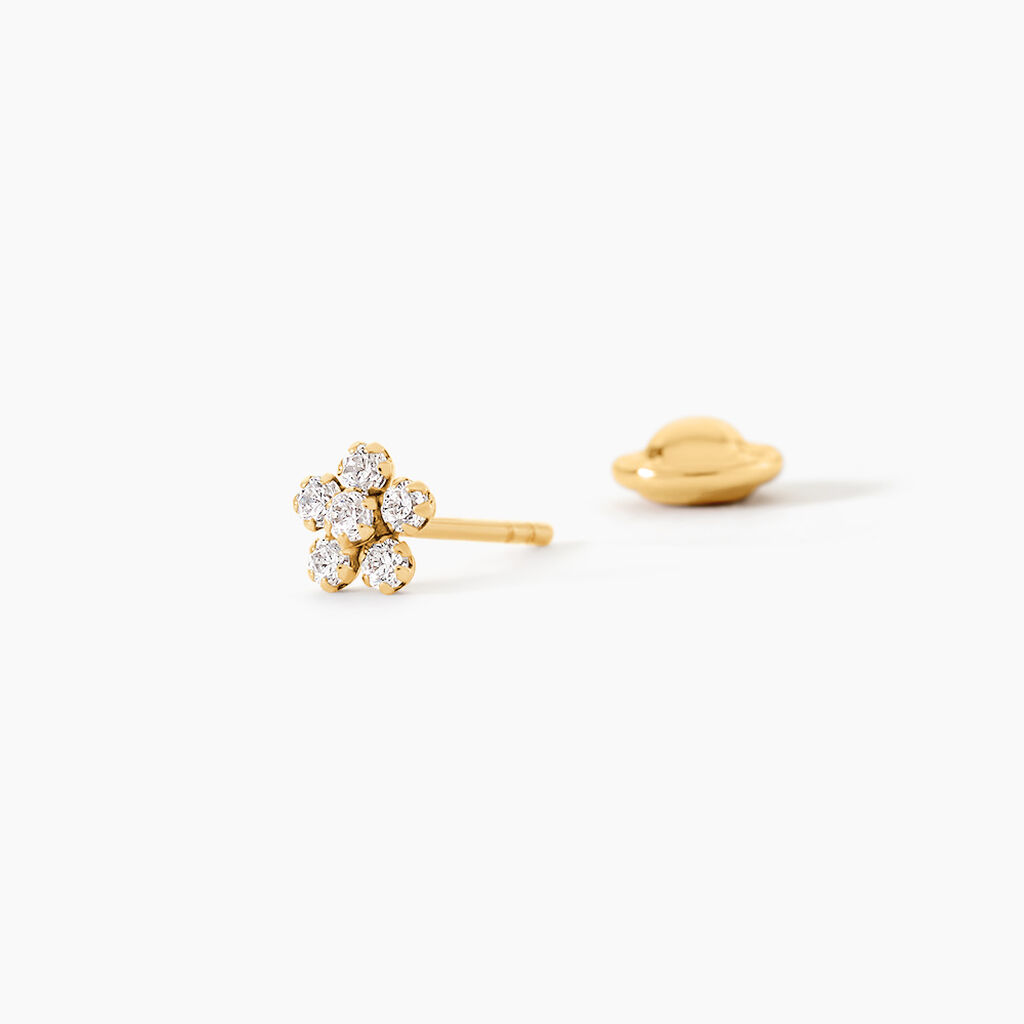 Boucles D'Oreilles Puces Aelith Or Jaune Oxyde De Zirconium - Clous d'oreilles Enfant | Histoire d&rsquo;Or