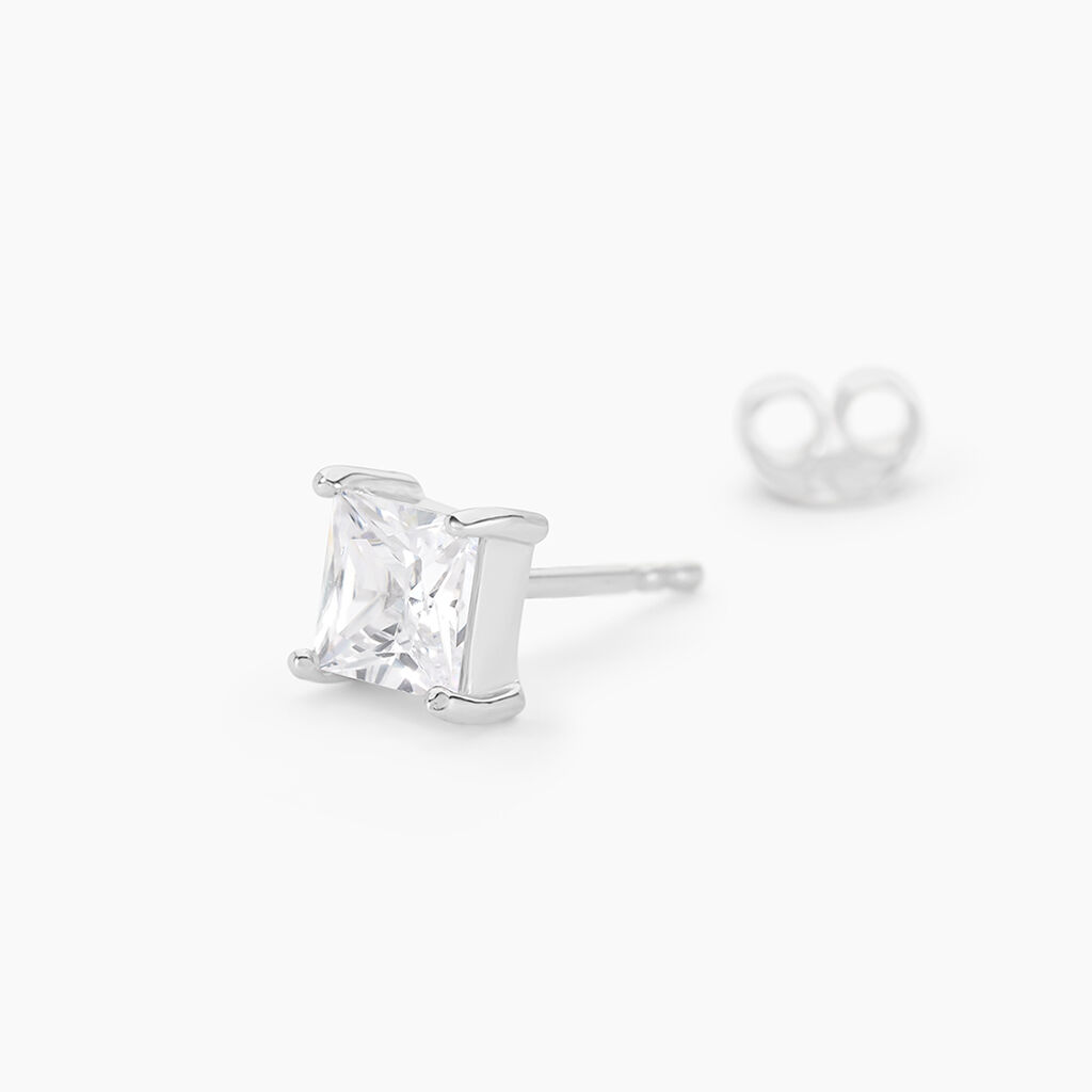 Boucles D'oreilles Puces Argent Blanc Alys Oxyde De Zirconium - Boucles d'oreilles fantaisie Femme | Histoire d&rsquo;Or