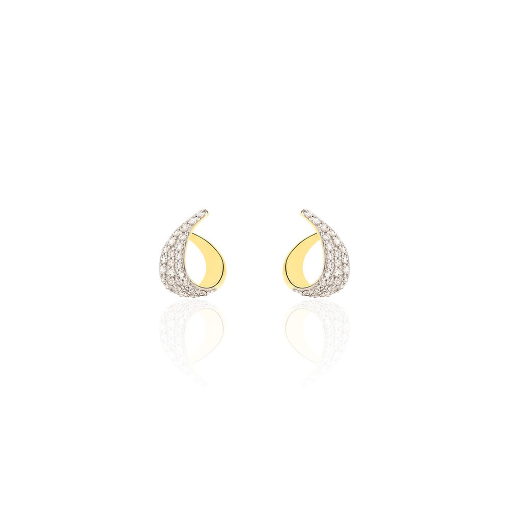 Boucles D'oreilles Puces Boucle D'or Or Jaune Oxyde De Zirconium - Clous d'oreilles Femme | Histoire d’Or