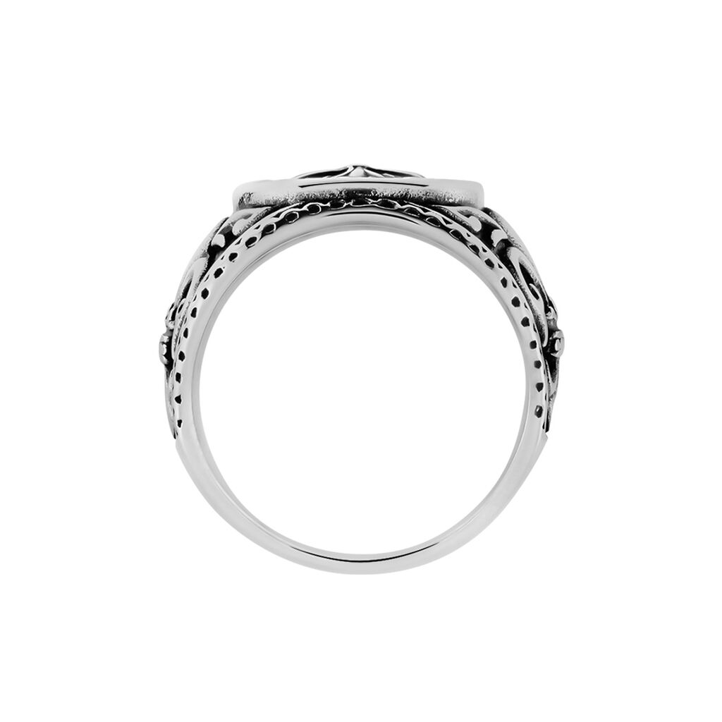 Bague Achille Acier Blanc Oxyde Noir - Bagues avec pierre Homme | Histoire d’Or