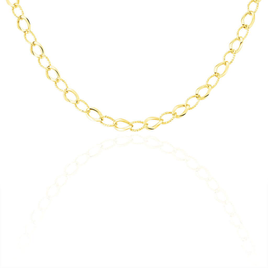 Collier Joice Maille Altern&eacute;e Et Godronne Or Jaune - Chaines Femme | Histoire d&rsquo;Or