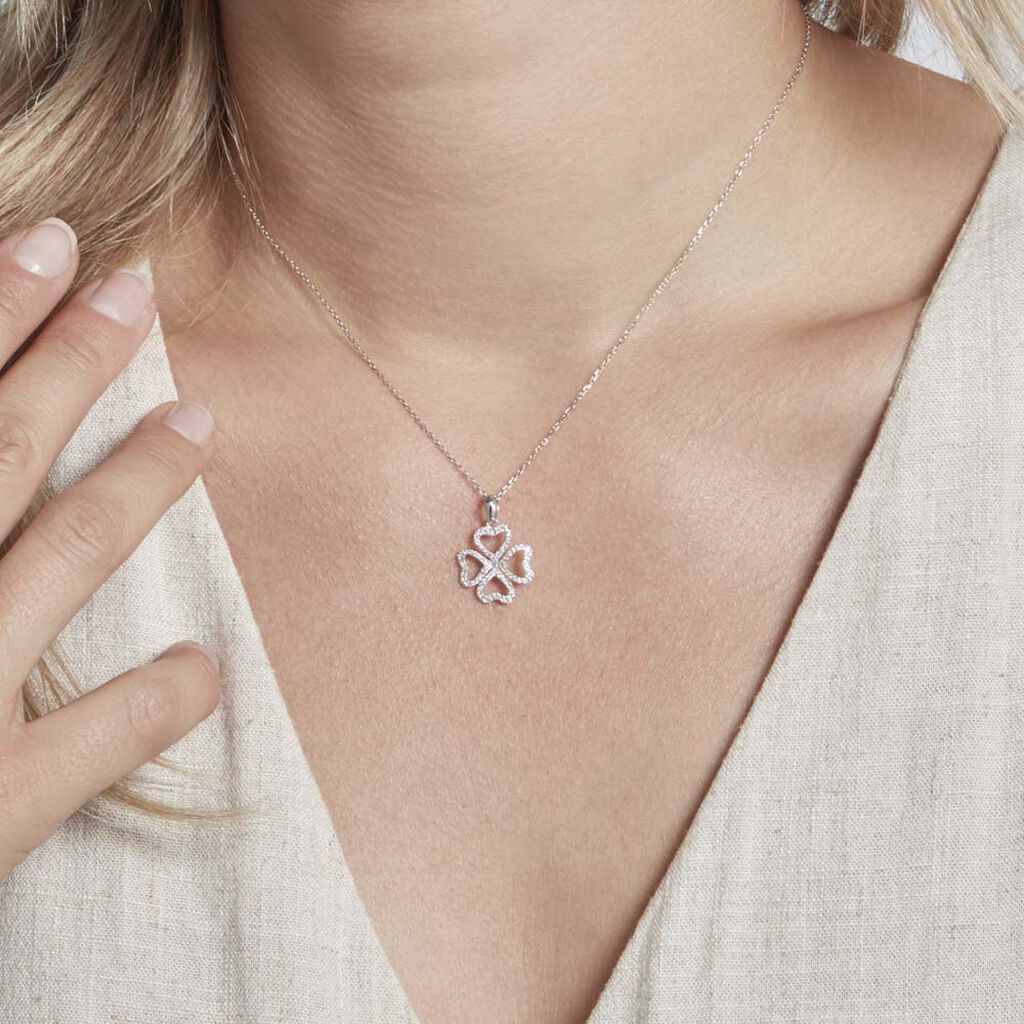 Pendentif Daiki Or Blanc Oxyde De Zirconium - Pendentifs Femme | Histoire d’Or