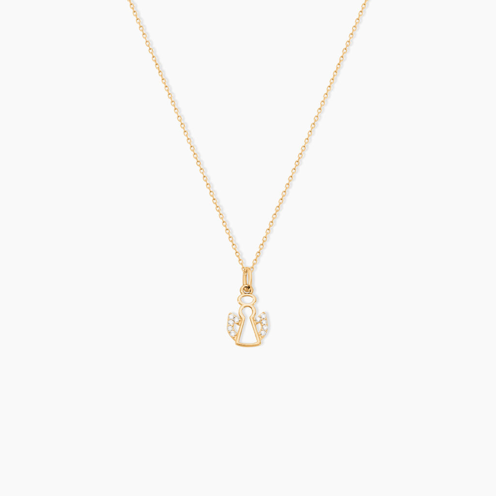 Pendentif Angel Or Jaune Oxyde De Zirconium - Pendentifs Bapt&ecirc;me Famille | Histoire d&rsquo;Or